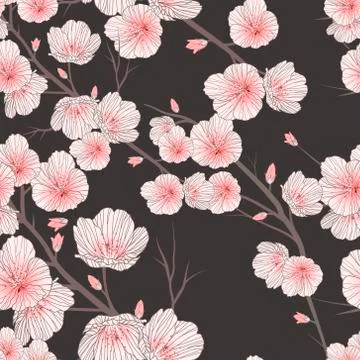 Cherry blossom seamless pattern 스톡 일러스트