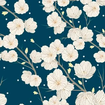 Cherry blossom seamless pattern Stock Illustration