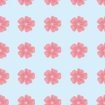 Cherry blossom seamless pattern. Simple sakura flowers spring background. Stock Illustration