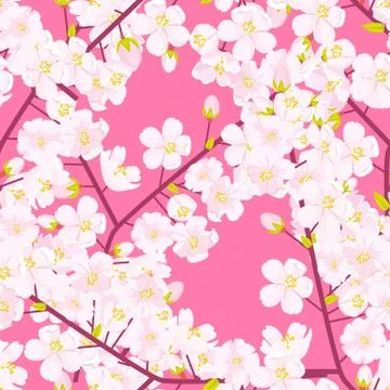 Cherry blossom seamless pattern. Textile or fabric concept Japanese flowering Stock Illustration