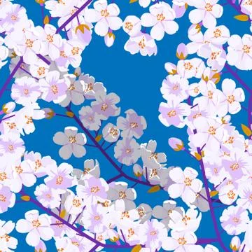 Cherry blossom seamless pattern. Textile or fabric concept Japanese flowering Stock Illustration