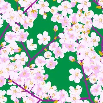 Cherry blossom seamless pattern. Textile or fabric concept Japanese flowering Stock Illustration