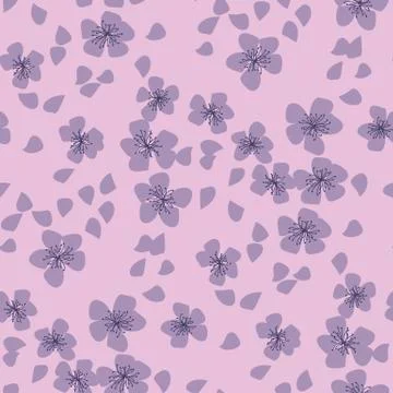 Cherry blossom seamless pattern in violet color Illustrazione stock