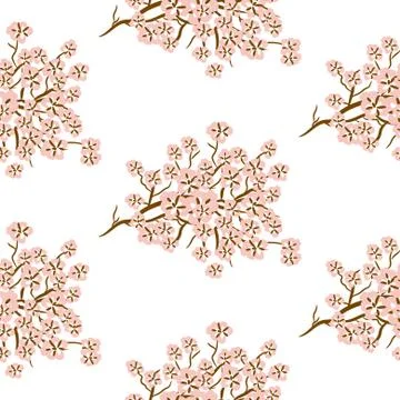 Cherry blossom seamless vector pattern. Stock Illustration