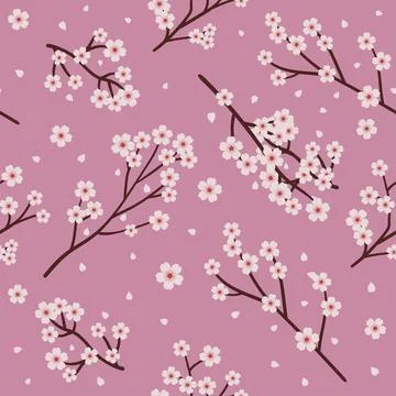 Cherry Blossom Spring Pink Pattern Stock Illustration