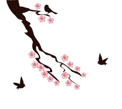 Cherry Blossom Tree Branch Stock Illustration