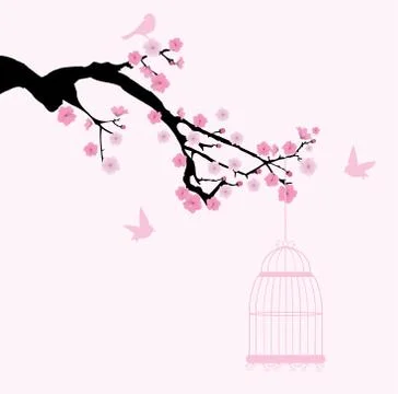Cherry Blossom Tree Branch Stock Illustration