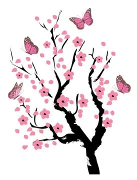 Cherry Blossom Tree Stock Illustration