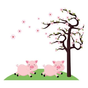 Cherry blossom tree Illustrazione stock