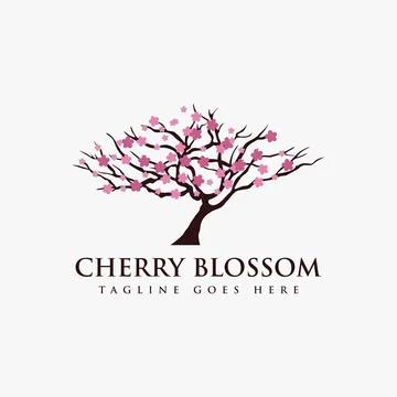 Cherry Blossom tree logo vector on white background Stock Illustration
