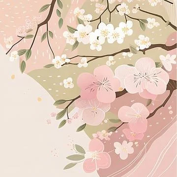 Cherry blossom trees in full bloom 스톡 일러스트