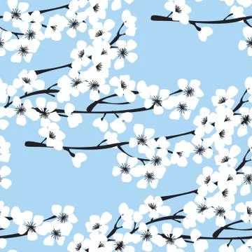 Cherry blossom vector seamless pattern Stock Illustration