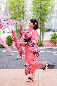 Cherry blossoms and models Stock Photos