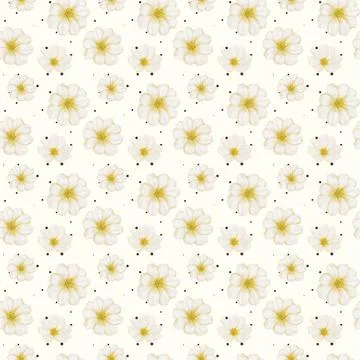 Cherry blossoms create a seamless pattern on textile or wrapping paper for .. Stock Illustration