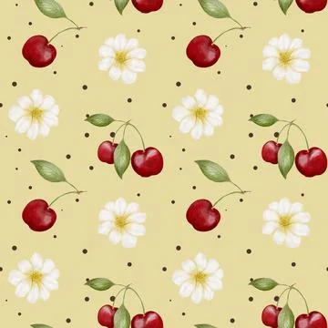 Cherry blossoms create a vibrant seamless pattern for textile and packaging.. Stock-Illustration