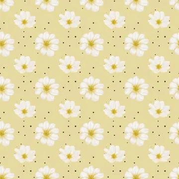Cherry blossoms pattern on light yellow background for textile and wrapping.. Stock Illustration