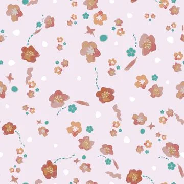 Cherry blossoms seamless vector pattern Stock Illustration