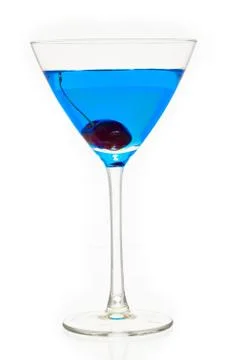 Cherry in blue drink Stock Photos