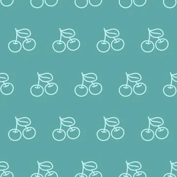 Cherry blue gray stroke seamless pattern. Cute trendy color pattern with coup Stock Illustration