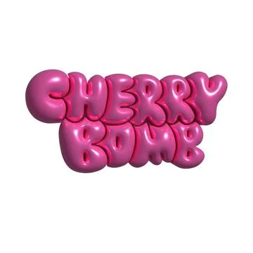 Cherry bomb - 3d render lettering Sticker for social media content. Metallic 스톡 일러스트