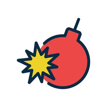 Cherry Bomb Icon With Explosion for Fireworks or Independence Day Stock Illustration