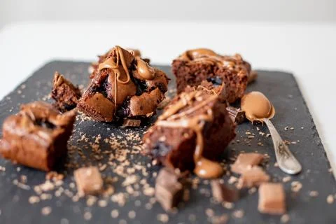 Cherry brownie close-up 写真素材