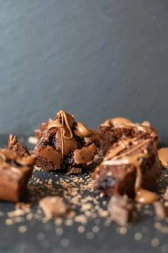 Cherry brownie close-up 写真素材