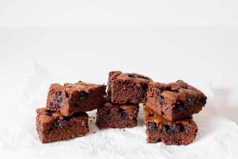 Cherry brownie close-up 写真素材