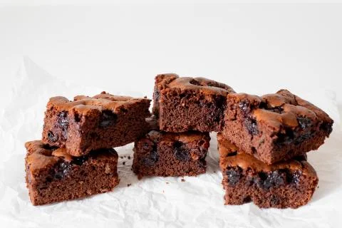 Cherry brownie close-up 写真素材