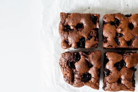 Cherry brownie close-up 写真素材