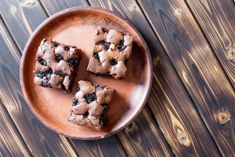 Cherry brownie close-up 写真素材