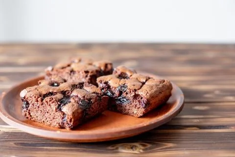 Cherry brownie close-up 写真素材