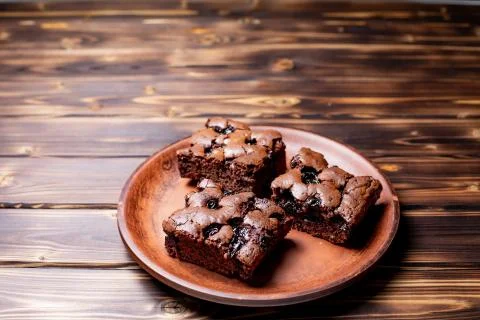 Cherry brownie close-up 写真素材