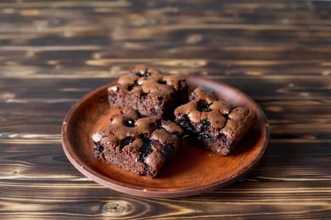 Cherry brownie close-up 写真素材
