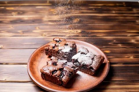 Cherry brownie close-up 写真素材