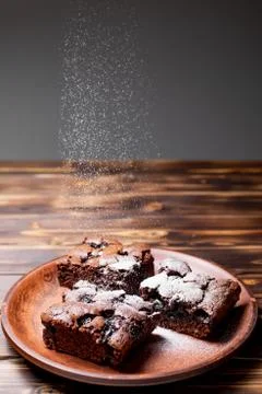 Cherry brownie close-up 写真素材