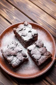 Cherry brownie close-up 写真素材