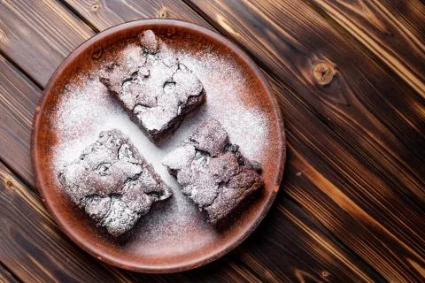 Cherry brownie close-up 写真素材