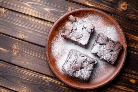 Cherry brownie close-up Stock Photos