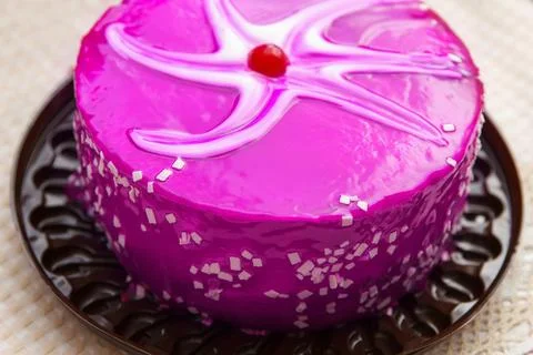 Cherry cake is called Drunk Cherry, a delicious, sweet confection with pink.. Stock Photos