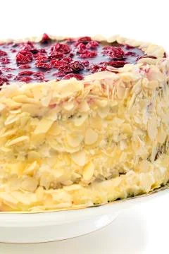 Cherry cake close-up. Stock Photos