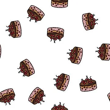Cherry cake food dessert vector seamless pattern Stock Illustration