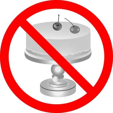 Cherry cake with a forbidden sign. Vector illustration. Stock Illustration