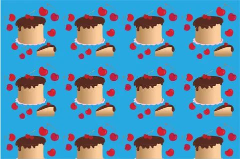 Cherry Cake Stock Illustration