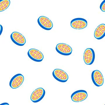 Cherry cake isometric icon seamless pattern Stock Illustration