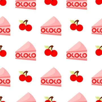 Cherry cake seamless pattern Stock Illustration