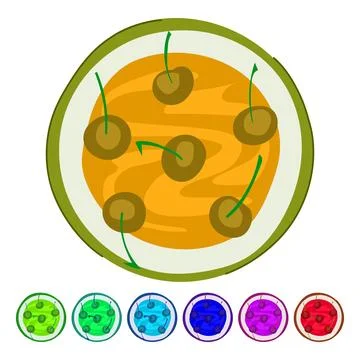 Cherry cake top view sweet dessert graphic Stock Illustration