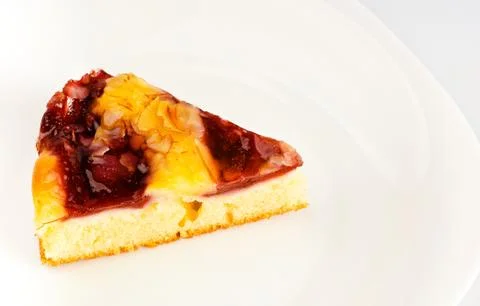 Cherry cake on white dish Stock Photos