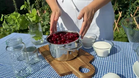 Cherry Canning Preparation Stock Footage 313363641