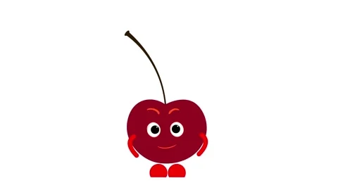 Cherry. A cartoon character. The character Cherry cries and leaves. Stock Footage 160610425